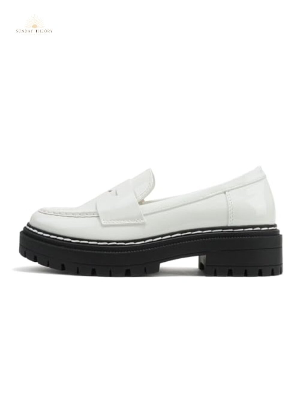 Women Slip On Platform Penny Loafer Lug Sole Stitched Detail